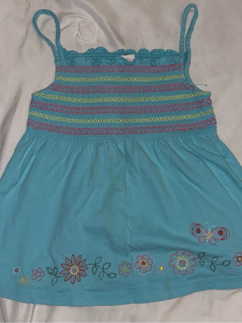 OshKosh B'gosh Turquoise Smocked Floral Tank Top